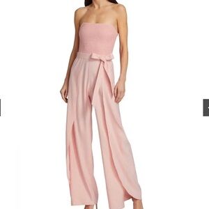 Alice + Olivia Bebe Linen-Blend Jumpsuit in English Rose
